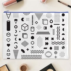Pattern Hipster Abstract Form Geometric Line Variety Shapes Polkadots Fashion Style Seamless Cosmetic Bag (XXXL) from ArtsNow.com Front
