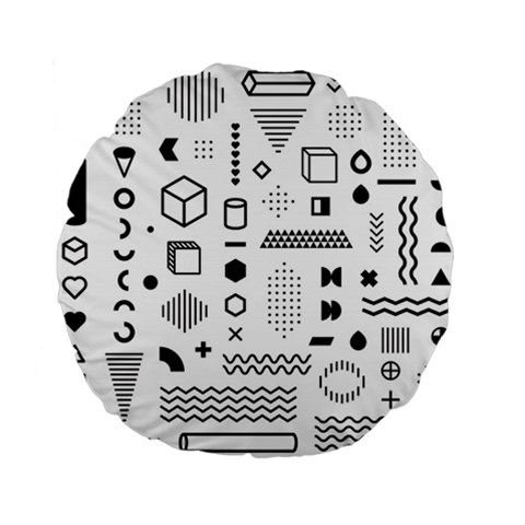 Pattern Hipster Abstract Form Geometric Line Variety Shapes Polkadots Fashion Style Seamless Standard 15  Premium Round Cushions from ArtsNow.com Front