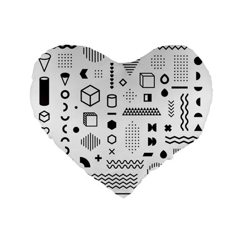 Pattern Hipster Abstract Form Geometric Line Variety Shapes Polkadots Fashion Style Seamless Standard 16  Premium Heart Shape Cushions from ArtsNow.com Front