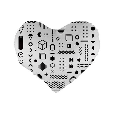 Pattern Hipster Abstract Form Geometric Line Variety Shapes Polkadots Fashion Style Seamless Standard 16  Premium Heart Shape Cushions from ArtsNow.com Back