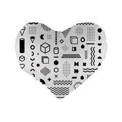 Pattern Hipster Abstract Form Geometric Line Variety Shapes Polkadots Fashion Style Seamless Standard 16  Premium Heart Shape Cushions from ArtsNow.com Back