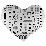 Pattern Hipster Abstract Form Geometric Line Variety Shapes Polkadots Fashion Style Seamless Large 19  Premium Heart Shape Cushions