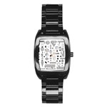 Pattern Hipster Abstract Form Geometric Line Variety Shapes Polkadots Fashion Style Seamless Stainless Steel Barrel Watch
