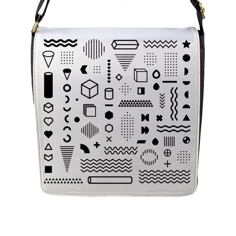Pattern Hipster Abstract Form Geometric Line Variety Shapes Polkadots Fashion Style Seamless Flap Closure Messenger Bag (L) from ArtsNow.com Front