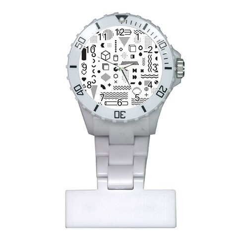 Pattern Hipster Abstract Form Geometric Line Variety Shapes Polkadots Fashion Style Seamless Plastic Nurses Watch from ArtsNow.com Front