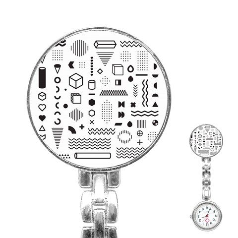 Pattern Hipster Abstract Form Geometric Line Variety Shapes Polkadots Fashion Style Seamless Stainless Steel Nurses Watch from ArtsNow.com Front