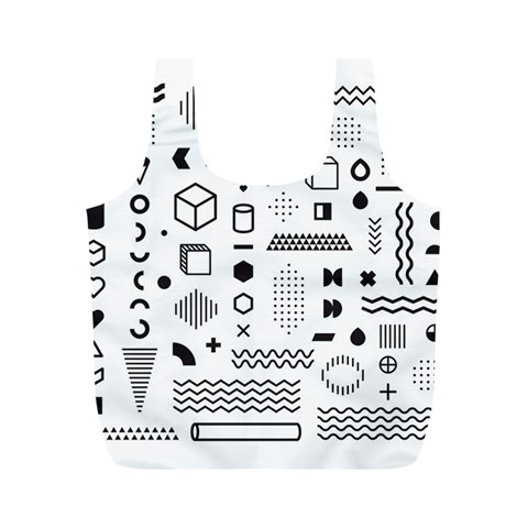 Pattern Hipster Abstract Form Geometric Line Variety Shapes Polkadots Fashion Style Seamless Full Print Recycle Bag (M) from ArtsNow.com Front