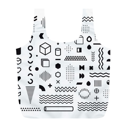 Pattern Hipster Abstract Form Geometric Line Variety Shapes Polkadots Fashion Style Seamless Full Print Recycle Bag (L) from ArtsNow.com Front