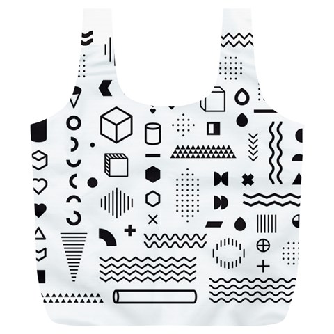 Pattern Hipster Abstract Form Geometric Line Variety Shapes Polkadots Fashion Style Seamless Full Print Recycle Bag (XL) from ArtsNow.com Front