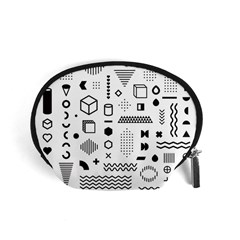 Pattern Hipster Abstract Form Geometric Line Variety Shapes Polkadots Fashion Style Seamless Accessory Pouch (Small) from ArtsNow.com Front