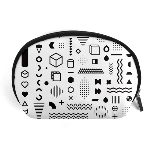 Pattern Hipster Abstract Form Geometric Line Variety Shapes Polkadots Fashion Style Seamless Accessory Pouch (Large) from ArtsNow.com Front