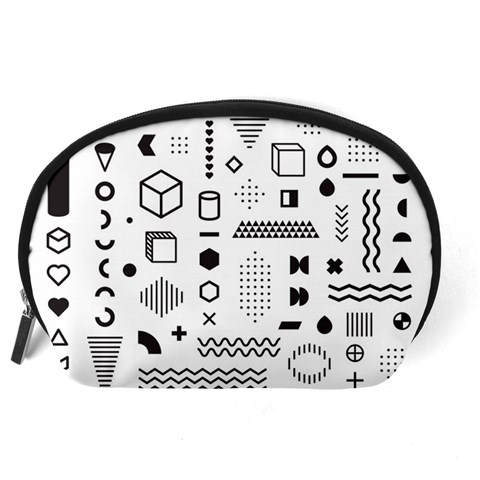 Pattern Hipster Abstract Form Geometric Line Variety Shapes Polkadots Fashion Style Seamless Accessory Pouch (Large) from ArtsNow.com Back