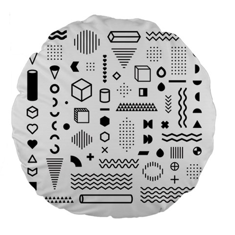 Pattern Hipster Abstract Form Geometric Line Variety Shapes Polkadots Fashion Style Seamless Large 18  Premium Flano Round Cushions from ArtsNow.com Front