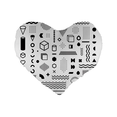 Pattern Hipster Abstract Form Geometric Line Variety Shapes Polkadots Fashion Style Seamless Standard 16  Premium Flano Heart Shape Cushions from ArtsNow.com Front