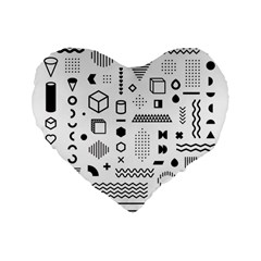Pattern Hipster Abstract Form Geometric Line Variety Shapes Polkadots Fashion Style Seamless Standard 16  Premium Flano Heart Shape Cushions from ArtsNow.com Front