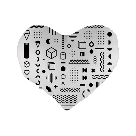 Pattern Hipster Abstract Form Geometric Line Variety Shapes Polkadots Fashion Style Seamless Standard 16  Premium Flano Heart Shape Cushions from ArtsNow.com Back