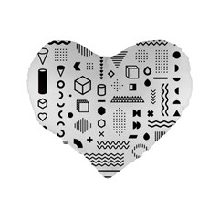 Pattern Hipster Abstract Form Geometric Line Variety Shapes Polkadots Fashion Style Seamless Standard 16  Premium Flano Heart Shape Cushions from ArtsNow.com Back