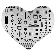 Pattern Hipster Abstract Form Geometric Line Variety Shapes Polkadots Fashion Style Seamless Large 19  Premium Flano Heart Shape Cushions from ArtsNow.com Front
