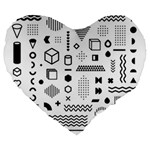 Pattern Hipster Abstract Form Geometric Line Variety Shapes Polkadots Fashion Style Seamless Large 19  Premium Flano Heart Shape Cushions