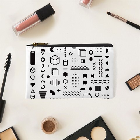 Pattern Hipster Abstract Form Geometric Line Variety Shapes Polkadots Fashion Style Seamless Cosmetic Bag (XS) from ArtsNow.com Front