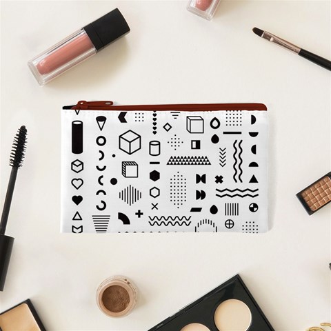 Pattern Hipster Abstract Form Geometric Line Variety Shapes Polkadots Fashion Style Seamless Cosmetic Bag (XS) from ArtsNow.com Front