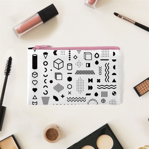 Pattern Hipster Abstract Form Geometric Line Variety Shapes Polkadots Fashion Style Seamless Cosmetic Bag (XS) from ArtsNow.com Front