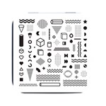 Pattern Hipster Abstract Form Geometric Line Variety Shapes Polkadots Fashion Style Seamless Square Metal Box (Black)