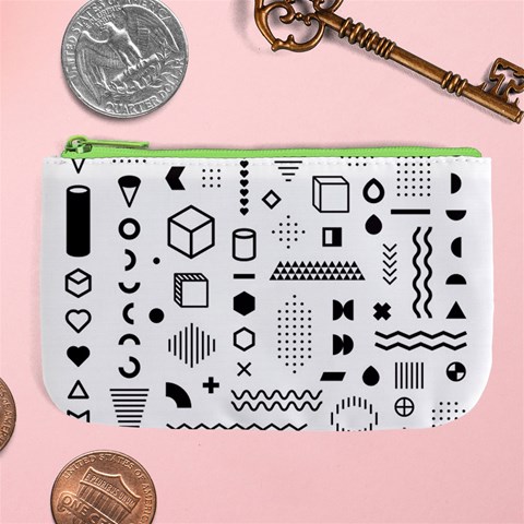 Pattern Hipster Abstract Form Geometric Line Variety Shapes Polkadots Fashion Style Seamless Large Coin Purse from ArtsNow.com Front