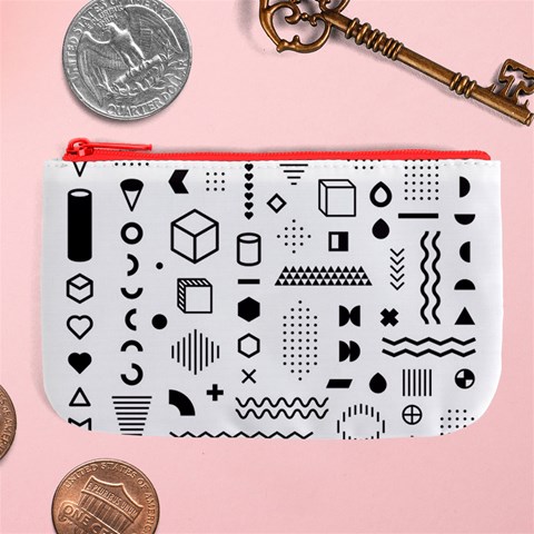 Pattern Hipster Abstract Form Geometric Line Variety Shapes Polkadots Fashion Style Seamless Large Coin Purse from ArtsNow.com Front