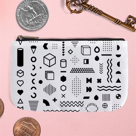 Pattern Hipster Abstract Form Geometric Line Variety Shapes Polkadots Fashion Style Seamless Large Coin Purse from ArtsNow.com Front