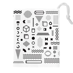 Pattern Hipster Abstract Form Geometric Line Variety Shapes Polkadots Fashion Style Seamless Drawstring Pouch (4XL) from ArtsNow.com Front