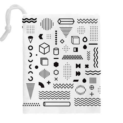 Pattern Hipster Abstract Form Geometric Line Variety Shapes Polkadots Fashion Style Seamless Drawstring Pouch (4XL) from ArtsNow.com Back