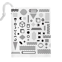 Pattern Hipster Abstract Form Geometric Line Variety Shapes Polkadots Fashion Style Seamless Drawstring Pouch (5XL) from ArtsNow.com Back