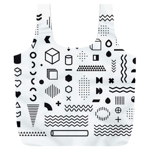 Pattern Hipster Abstract Form Geometric Line Variety Shapes Polkadots Fashion Style Seamless Full Print Recycle Bag (XXL) from ArtsNow.com Front