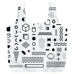 Pattern Hipster Abstract Form Geometric Line Variety Shapes Polkadots Fashion Style Seamless Full Print Recycle Bag (XXL) from ArtsNow.com Back