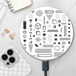 Pattern Hipster Abstract Form Geometric Line Variety Shapes Polkadots Fashion Style Seamless Wireless Fast Charger(White)