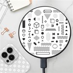 Pattern Hipster Abstract Form Geometric Line Variety Shapes Polkadots Fashion Style Seamless Wireless Fast Charger(Black)