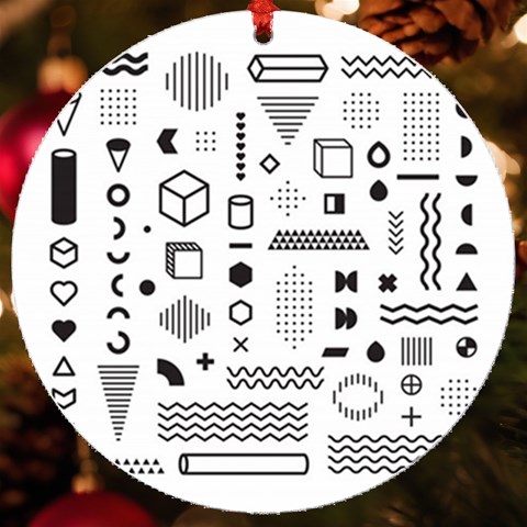 Pattern Hipster Abstract Form Geometric Line Variety Shapes Polkadots Fashion Style Seamless UV Print Acrylic Ornament Round from ArtsNow.com Front