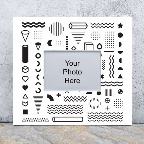 Pattern Hipster Abstract Form Geometric Line Variety Shapes Polkadots Fashion Style Seamless White Wall Photo Frame 5  x 7  from ArtsNow.com Front