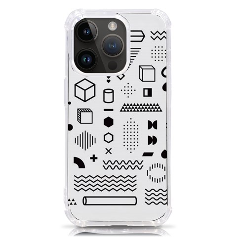 Pattern Hipster Abstract Form Geometric Line Variety Shapes Polkadots Fashion Style Seamless iPhone 14 Pro TPU UV Print Case from ArtsNow.com Front