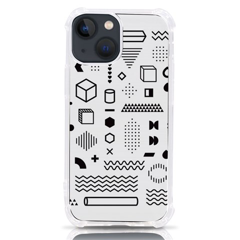 Pattern Hipster Abstract Form Geometric Line Variety Shapes Polkadots Fashion Style Seamless iPhone 13 mini TPU UV Print Case from ArtsNow.com Front