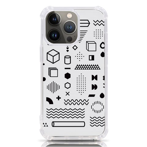 Pattern Hipster Abstract Form Geometric Line Variety Shapes Polkadots Fashion Style Seamless iPhone 13 Pro TPU UV Print Case from ArtsNow.com Front
