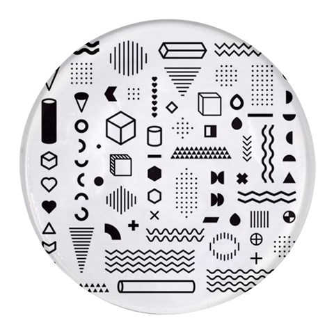 Pattern Hipster Abstract Form Geometric Line Variety Shapes Polkadots Fashion Style Seamless Round Glass Fridge Magnet (4 pack) from ArtsNow.com Front