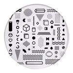 Pattern Hipster Abstract Form Geometric Line Variety Shapes Polkadots Fashion Style Seamless Round Glass Fridge Magnet (4 pack)