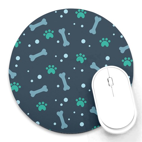 Bons Foot Prints Pattern Background Round Mousepad from ArtsNow.com Front