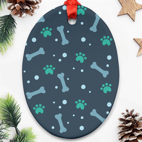 Bons Foot Prints Pattern Background Ornament (Oval) from ArtsNow.com Front