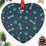 Bons Foot Prints Pattern Background Ornament (Heart)