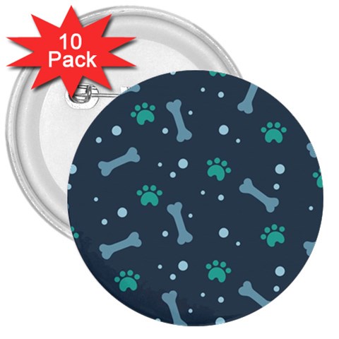 Bons Foot Prints Pattern Background 3  Buttons (10 pack)  from ArtsNow.com Front