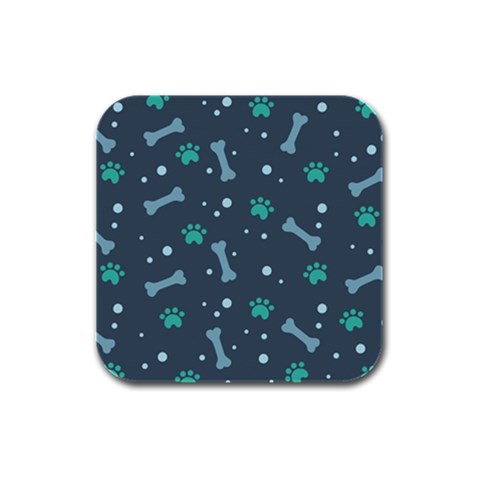 Bons Foot Prints Pattern Background Rubber Square Coaster (4 pack) from ArtsNow.com Front
