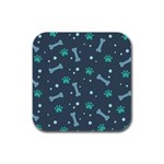 Bons Foot Prints Pattern Background Rubber Square Coaster (4 pack)